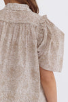Entro Taupe Print Button Up Half Sleeve Top