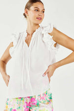 Current Air White Double Ruffle Sleeve Blouse