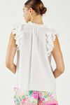 Current Air White Double Ruffle Sleeve Blouse