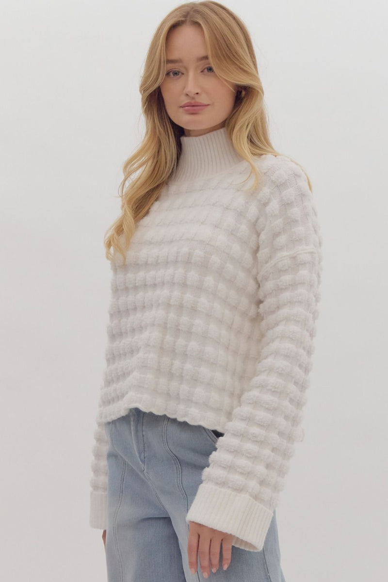 Entro White Turtleneck Crop Sweater