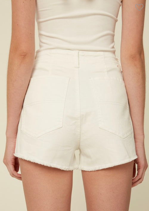 White High Rise Denim Shorts
