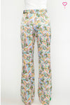 Satin Print High Waisted Wide Leg Pants