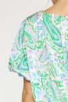 Entro Green Paisley Print Vneck Top