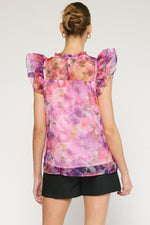 Pink and Purple Floral Print Top