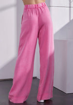 Candy Pink Elastic High Waist Wide Leg Pants