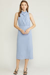 Blue Cowl Neck Sleeveless Dress