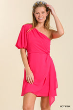 Hot Pink One Sleeve Mini Dress