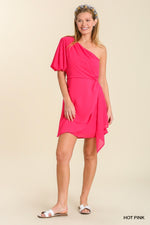 Umgee Hot Pink One Sleeve Mini Dress