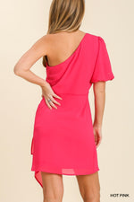 Umgee Hot Pink One Sleeve Mini Dress